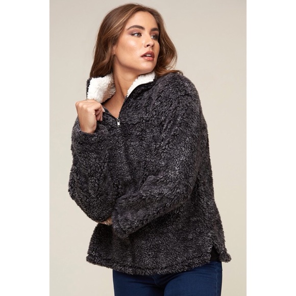 Hannah Beury Sweaters - LAST ONE!! Sherpa Pullover-Charcoal Grey